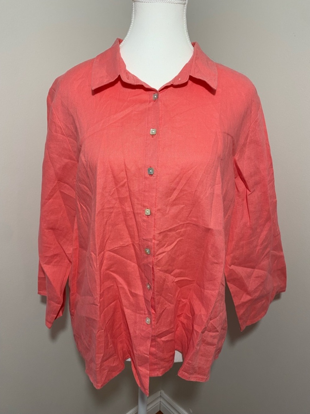 Habitat Linen Coral Button Down Shirt Medium